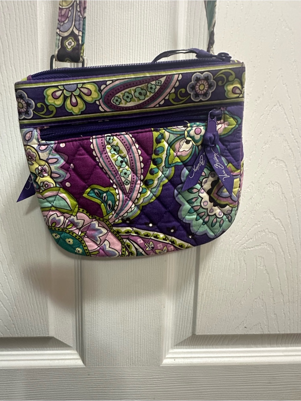 Vera Bradley Purple Heather Paisley Quilted Crossbody Bag